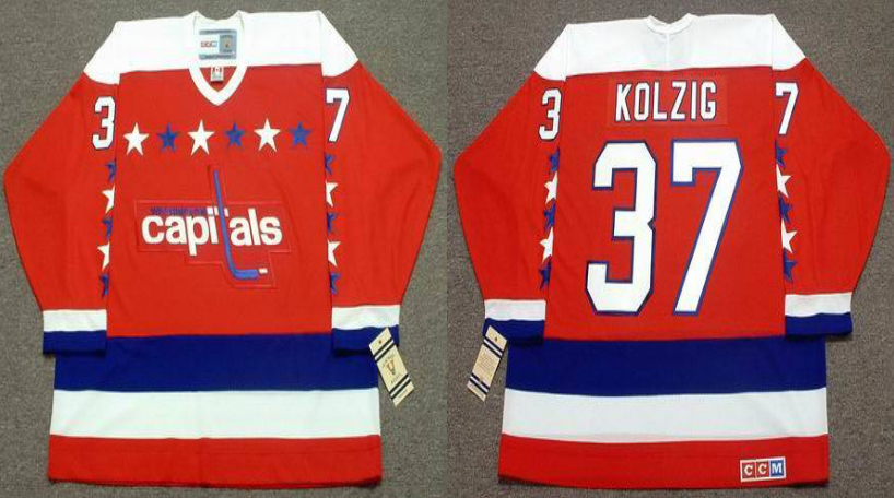 2019 Men Washington Capitals #37 Kolzig red CCM NHL jerseys->washington capitals->NHL Jersey